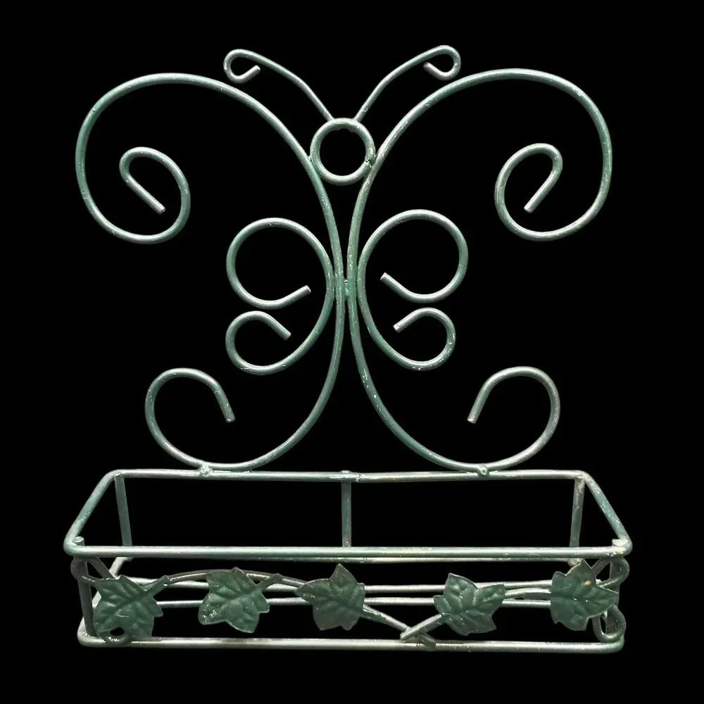 Retro Wall Hanging Wire Butterfly Shelf/Basket Cottage Core Country Farmhouse
